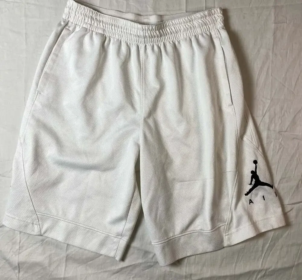 Nike Air Jordan Rise White/Black Mesh Basketball Shorts Size Large (1178)